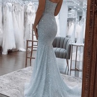 Charming Sweetheart Light Sky Blue Sequins Long Mermaid Prom Dresses,PD230744 - Thumbnail 1