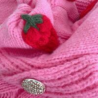 Strawberry Embroidery V-neck Button Knit Sweater Cardigan - Thumbnail 4