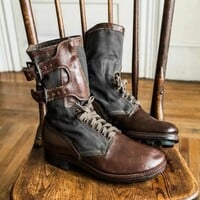 New Fashion Colorblock Belt Buckle Casual Men's Ankle Boots - Thumbnail 1