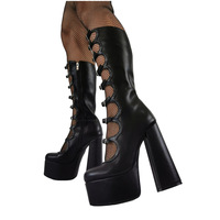 High-heeled Gothic buckle platform thick heel large size women's sandals - Thumbnail 1