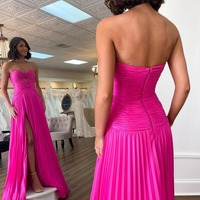 Cute Sweetheart Pink Chiffon Long Mermaid Prom Dress,PD230751 - Thumbnail 1