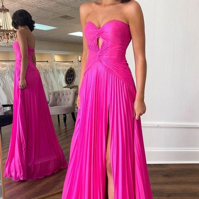 Cute sweetheart pink chiffon long mermaid prom dress,pd230751 - Thumbnail 2