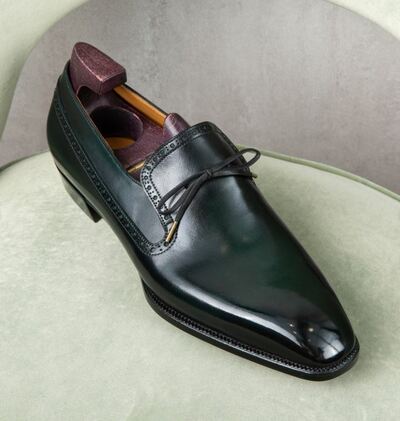 Handmade Men's Dark Green Formal Moccasin Loafers Slips On Shoes