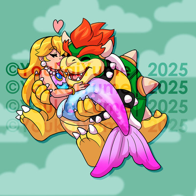 Peach mermaid kisses keychain
