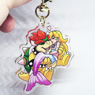 Peach mermaid kisses keychain