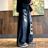 Vintage Punk Rock Ripped Washed Wide Leg Distressed Flared Jeans Streetwear Glamour Rave Men Women Amazing - Thumbnail 2