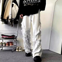 Vintage Hippie Rock Tassel Fringed Loose Fits Wide Leg Flared Jeans Streetwear Glamour Rave Men Women Amazing - Thumbnail 7