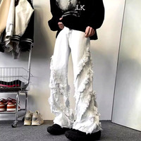 Vintage Hippie Rock Tassel Fringed Loose Fits Wide Leg Flared Jeans Streetwear Glamour Rave Men Women Amazing - Thumbnail 9