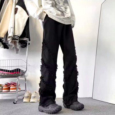 Vintage Hippie Rock Tassel Fringed Loose Fits Wide Leg Flared Jeans Streetwear Glamour Rave Men Women Amazing