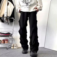 Vintage Hippie Rock Tassel Fringed Loose Fits Wide Leg Flared Jeans Streetwear Glamour Rave Men Women Amazing - Thumbnail 3