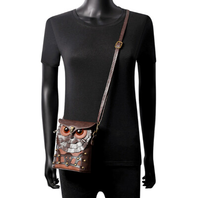Vintage punk owl nocturnal bird leather crossbody bag streetwear rave men women amazing