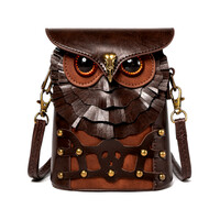 Vintage Punk Owl Nocturnal Bird Leather Crossbody Bag Streetwear Rave Men Women Amazing - Thumbnail 1