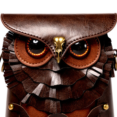 Vintage punk owl nocturnal bird leather crossbody bag streetwear rave men women amazing