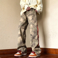 Stunning Punk Zippers Red Stripe Wide-leg Abstract Washed Pants Men Women Streetwear Rave Amazing - Thumbnail 1