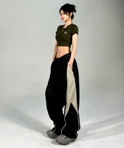 Stunning Punk Hippie Contrast Color Patchwork Wide-leg Pants Rave Futuristic Amazing