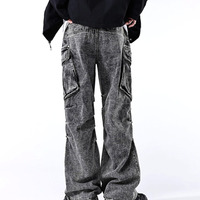Stunning Punk Oversize Pockets Crinkle Side Line Heavy Washed Cargo Pants Rock Rave Amazing - Thumbnail 3