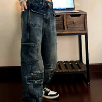Stunning Punk Cargo Multiple Pockets Washed Pants Rock Rave Amazing - Thumbnail 3