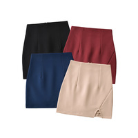 Side slit high elastic hip lift slimming A-line super short mini skirt - Thumbnail 7