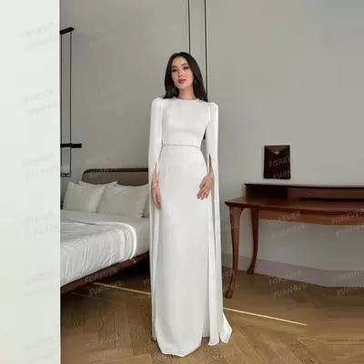Simple Sheath Wedding Dresses Long Sleeves Bridal Gowns