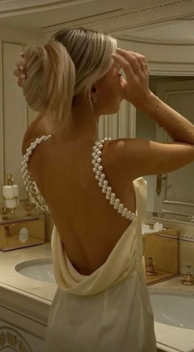 Sexy Backless Silk Satin Prom Dresses