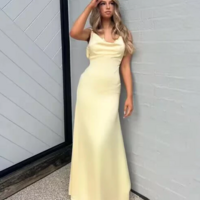 Sexy Backless Silk Satin Prom Dresses - Thumbnail 1