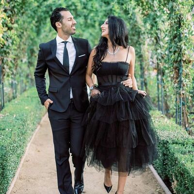 Black wedding dress, tea-length wedding dress