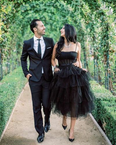 Black Wedding Dress, Tea-Length Wedding Dress