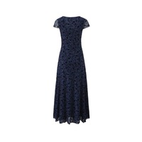 Retro niche V-neck printed dress for women low-cut hemmed bowknot decorated slim-fitting midi dress - Thumbnail 1