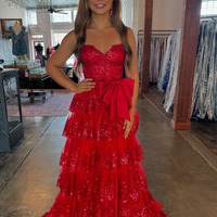 Cute Sweetheart A Line Black Tulle Appliques Ruffle Long Prom Gown,PD230772 - Thumbnail 2