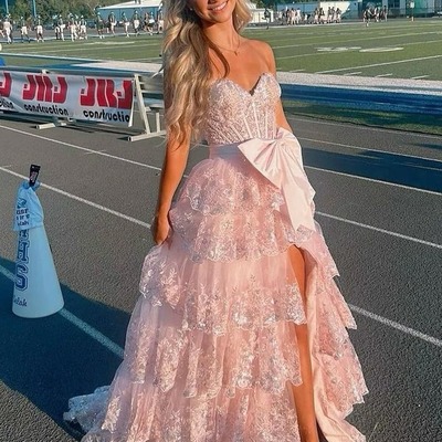 Cute sweetheart a line black tulle appliques ruffle long prom gown,pd230772 - Thumbnail 1