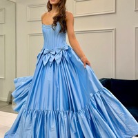 Cute Ball Gown Taffeta Pink Scoop Neck Long Prom Dresses with Bow,PD230773 - Thumbnail 3