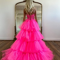 Cute Sweetheart Hot Pink A Line Prom Dresses with Lace ,PD230786 - Thumbnail 1