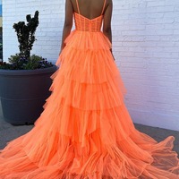 Cute Orange Ball Gown Sweetheart Tulle Tiered Long Prom Dress ,PD230804 - Thumbnail 1