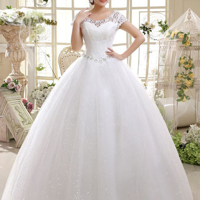 Plus size new fashion wedding dress bridal lace strap dress