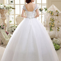 Plus Size New Fashion Wedding Dress Bridal Lace Strap Dress - Thumbnail 2