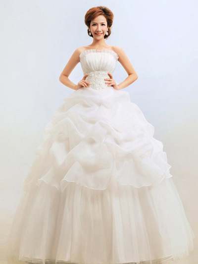 Women wedding dress new strapless princess slimming wedding dress bride Dress 