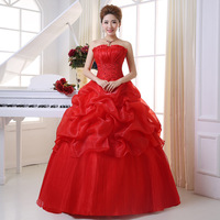 Women wedding dress new strapless princess slimming wedding dress bride Dress  - Thumbnail 2