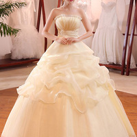 Women wedding dress new strapless princess slimming wedding dress bride Dress  - Thumbnail 4