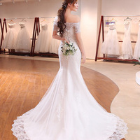 Bridal Retro One Shoulder Tail Wedding Dress - Thumbnail 2