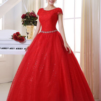 Plus Size New Fashion Wedding Dress Bridal Lace Strap Dress - Thumbnail 5