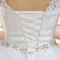 Plus Size New Fashion Wedding Dress Bridal Lace Strap Dress - Thumbnail 8