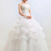Women wedding dress new strapless princess slimming wedding dress bride Dress  - Thumbnail 5