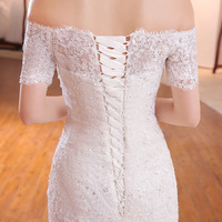 Bridal Retro One Shoulder Tail Wedding Dress - Thumbnail 4