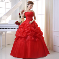 Women wedding dress new strapless princess slimming wedding dress bride Dress  - Thumbnail 7