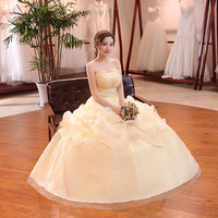 Women wedding dress new strapless princess slimming wedding dress bride Dress  - Thumbnail 8