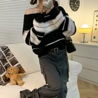 90‘s Stripe Color Block Pullover Knit Sweater - Thumbnail 3