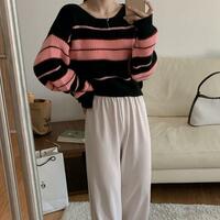 90‘s Stripe Color Block Pullover Knit Sweater - Thumbnail 6