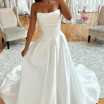 Simple ball gown boho beach wedding dress bridal gown - Thumbnail 1