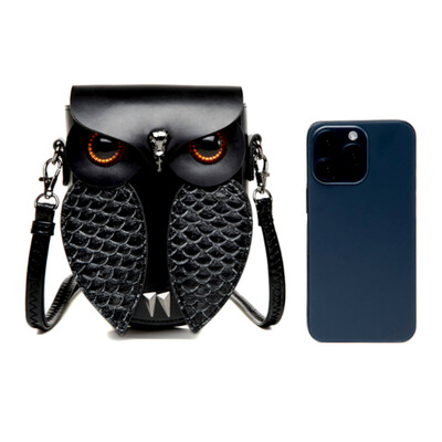 Vintage punk owl rivet emboss nocturnal bird leather crossbody bag streetwear rave amazing