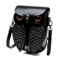 Vintage Punk Owl Rivet Emboss Nocturnal Bird Leather Crossbody Bag Streetwear Rave Amazing - Thumbnail 4